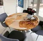 White Epoxy Resin Top Handmade Coffee Table Round Top Epoxy Hallway Decor