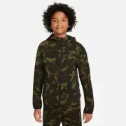 Nike Tech Fleece Boys XS Green Black Camouflage Zip Hoodie Sweatshirt Jacket NEW
