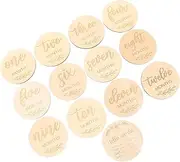 ANDRESLAD Baby Milestone Cards Prop 13pcs Wooden Newborn Milestone Discs Safe Photo Props for