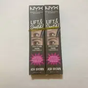 2 NYX LIFE & SNATCH Feutre pour Sourcils LAS06 ASH BROWN /EBON Lot Of 2