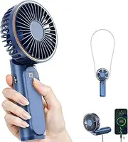 TUNISE Portable Handheld Fan, 4000mAh, 180 Adjustable, 6 Speed Wind, USB Rechargeable Foldable Fan with Real-Time Electricity Display