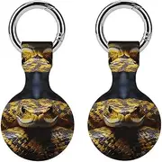 2PCS for Yellow Snake Air Tag Holder Case Waterproof & Shockproof Anti-Scratch Protective Air Tag Cover with Keychain Ring Silicone Tags Holders for Luggage, Backpack, Keys, Pet