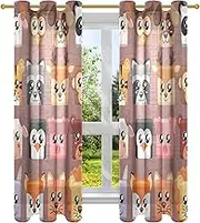 Cute Cartoon Animals Head Square Shape Modern Curtains Bedroom Blackout Curtains 63 Inch Curtains 2 Panel Set Bay Window Curtains 2 Panel Sets