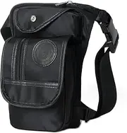 Canvas/Nylon Drop Leg Bag Pants Bag Belt Hip Travel Motorcycle Men's Riding Route Waist Bag(Black Waterproof)