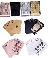 SUCCUNA Playing Cards Waterproof Poker Cards Foil Plastic Playing Card 4 Decks of Cards for Adults Black Gold Pink White