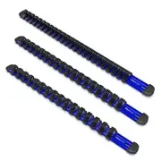 3 Pc Set Aluminum Socket 1/2-Inch Drive, 1/4-Inch Drive, 3/8-Inch Drive Blue