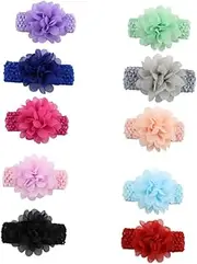 ERINGOGO 10pcs Cute Chiffon Flower Headwraps for Hairbands Colors Photography Prop for Boy Girl