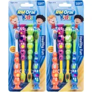 Kids Suction Cup Soft Toothbrushes, 4 Count Twin Pack - Fun & Healthy Oral Care