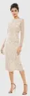 Mac Duggal 10812 Beaded Tea Length Dress W/ Sheer Sleeves Size 2