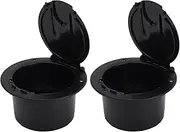 Round Cable, Snap On Cover, Made of ABS, Fits 2-3/4 Dia. Hole, for RV Trailer Motorhome, UV-Stabilized Plastic, Snap Lock Door, Accepts Up to 50 Amp Cord