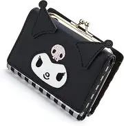 [besaset] Cute Fashionable Cartoon character Small Wallet Short Ladies Girls Purses Leather Trifold Wallets Money Bag Kids Wallet (black cat), Black