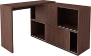 BRV Furniture Nut-Brown Reversible Computer Desk | 2 Compartments with Sliding Doors | Ideal for Keeping Laptops or Desktops | Made in Brazil | BC 44-164