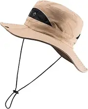 [ReeMoo] Men's Sun Hat Wide Brim Bucket Hat Boonie Hat with Double Layer Breathable Mesh and Foldable Brim Design Fishing Hat