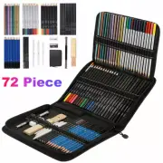 72 Pieces Artist Sketch Pencils Set Colouring Sketching Drawing Charcoal XX
