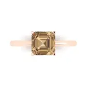 2.0Ct Asscher Cut VVS1 Champagne Gemstone Solid Gold Solitaire Engagement Ring