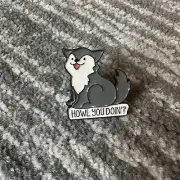 Enamel Pin Dog Cute Howl You Doing Pun Puppy Brooch Backpack Pup Lapel Funny New