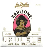La Bella Ukulele Strings Baritone No. 25 Nylon, Alum, & Silver 028-032-038w-036w
