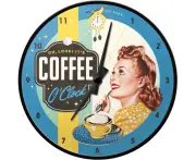 Coffee O'clock Old School Retro Wall Clock Man Cave