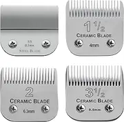 4 Pack Professional Detachable Replacement Blades set,Size（1-1/2+#2+3-1/2+T Outliners）Cut Length 0.1mm to 9.5mm,compatible with Oster Classic 76/Andis AGC,BDC,BGC,MBG Series Detachable Clippers