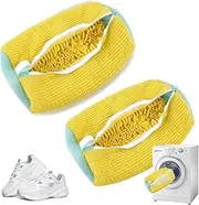 2PCS Shoe Cleaning Bag for Washer and Dryer - Reusable 360° Wrap-Around Washing Machine Bag for All Shoe Types (Yellow)