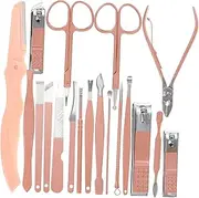 Baluue Quick Nail Care Tools 19pc Set Nail Cutter Tweezers Trimmer Ear Stainless Steel for Home Beauty Routine
