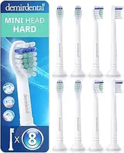 [demirdental] Toothbrush Heads Mini Hard Compatible with Philips Sonicare Toothbrush Heads - Small Replacement Heads - Small Brush Heads - White - HX7048-8 Pack
