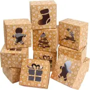 24Pcs Christmas Cookie Boxes with Window Holiday Bakery Gift Kraft Boxes