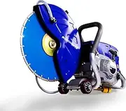 PowerBlade 75CC Petrol Demolition Saw Concrete Wet Demo Road Cutter 2-Stroke Cut-Off Saw with Bonus Wet Cutting Attachment and Diamond Blade, MX9500 Pro-Series