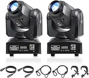 (2 Packs) LED Moving Head Light Mini 30W DJ Moving Head GOBO Light with 8 Gobos and 8 Colors, DMX and Sound Activation Dj Spotlight for Wedding, DJ, Party, Club, Disco, Beam Lights