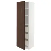 METOD / MAXIMERA high cabinet with drawers, white/Sinarp brown, 60x60x200 cm