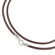 Sterling Silver 2mm Round Genuine Leather Cord Necklace w/ Spring Ring Clasp
