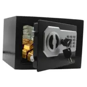 Key Electronic Keypad Security Safe Lock Box Steel 0.2 Cubic Feet BLACK