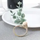 4pcs Napkin Ring Holder Diy Table Decoration Simulation Eucalyptus Leaves Napkin