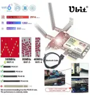 Ubit WiFi 6 dual band Bluetooth/WiFi PCI-E Card, 2.4G,5G, BT 5.2, AX200