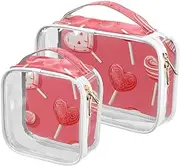 [sanluoli] 2 Pack clear Lollipop Vintage Valentine's Day toiletry hanging bag TSA approved waterproof makeup bag travel Men’s shaving kit