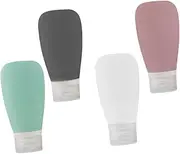 WRITWAA 4Pcs Silicone Travel Makeup Bottle Lotion and Emulsion Dispenser Containers for Toiletries Portable and Leakproof Random Color Travel Accessories for Skincare