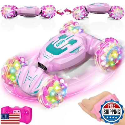 Gesture Sensing RC Stunt Car, Pink Remote Control Car for Girls Birthday Gift