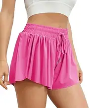 [AUTOMET] Womens 2 in 1 Running Shorts Casual Summer Athletic Shorts