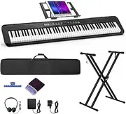 88 Key Piano Keyboard, Semi Weighted Electronic Digital Piano with Music Stand, Power Supply, Sustain Pedal, Bluetooth, Stand, MIDI, for Beginner at Home, Stage