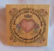 Vintage Linda Grayson God's Love is a Circle Stamps Happen Rubber Stamp 4" Wood