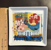 Crate &Barrel Road Trip Washington DC USA Snack Trinket Plate Ceramic 6” Square