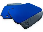 Blue Floor Mats For Ferrari F8 Spider With Carbon Leather Tailored Carpets (for: Ferrari)