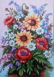 Needlepoint tapestry painted canvas 14.787 - Flowers (18"x24") GobelinL