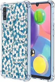 [JDYGWK] for Samsung A70 Galaxy A70S Case Clear Flower Pattern,Soft TPU Silicone,Thin,Shockproof,Anti-Scratch Protective Cover for Samsung Galaxy A70,Blue White Floral