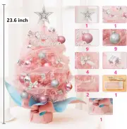 17.7in/23.6in Mini Christmas Tree Tabletop Small Xmas Tree with String Lights US