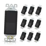 Single Pole Decorator Light Switch, 15Amp, Without Wall Plate 10 Matte Black