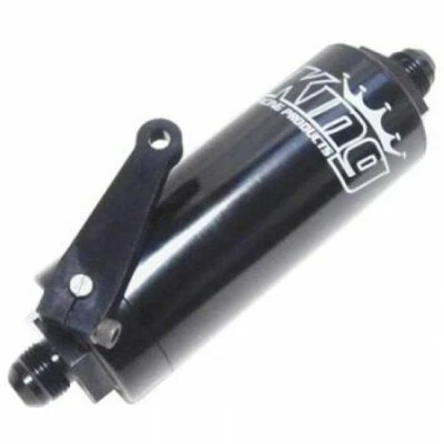 King Racing 4342 Fuel Filter In-Line 100 Micron Element 8 AN Male Inlet/Outlet