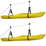 Kayak Storage Hoists 2-Pack - Overhead Pulley Hoist Systems - 125lb Capacity ...