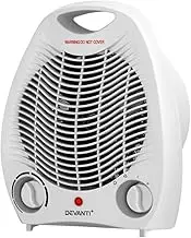 Devanti Fan Heater, 2000W Electric Portable Mini Fans Heaters Outdoor Indoor Home Room Office Space Desk Heating, With 2 Settings Adjustable Thermostat White