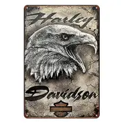 2x Harley Davidson Motor Tin Metal Sign Rustic Look Vintage